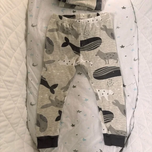 ⭒ 2T Carter’s Gray Two Piece Set Animals Seal Whale Wolf Bear Long Sleeve ⭒ - Picture 8 of 14
